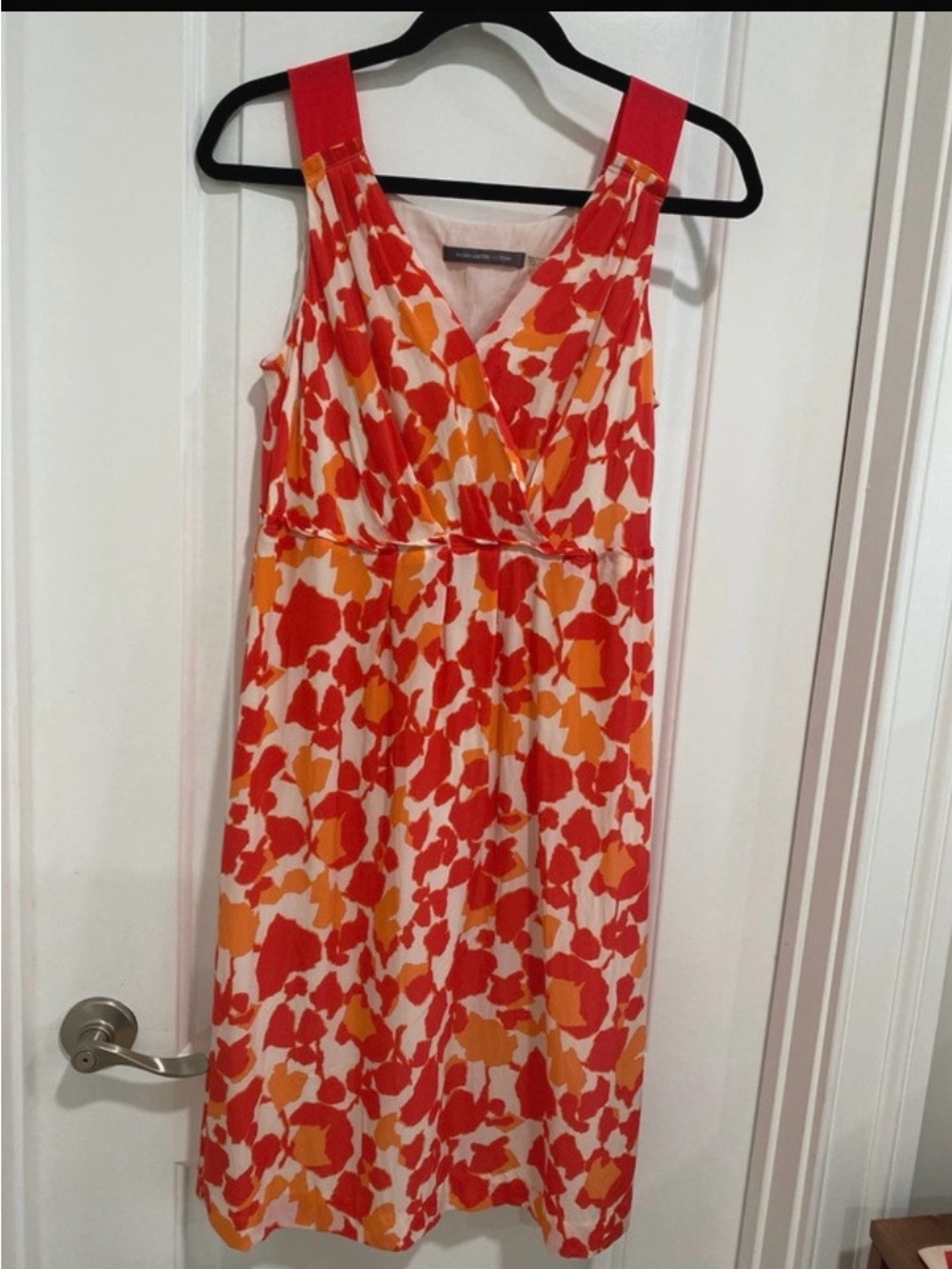 Boden Coral and Cream Sleeveless V-Neck Floral Dress